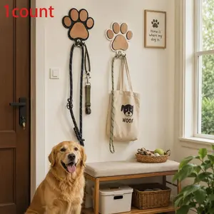 Wooden Dog Paw Print Hook, Clothes Hanger, Pet Leash Wall Hook, Creative Pet Store Decor, Fashionable Wall Hanging, Home Organizer Hook, 1 Piece