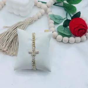 valdiviajewery #2195 High Quality 14k Gold Plated Cross Bracelet