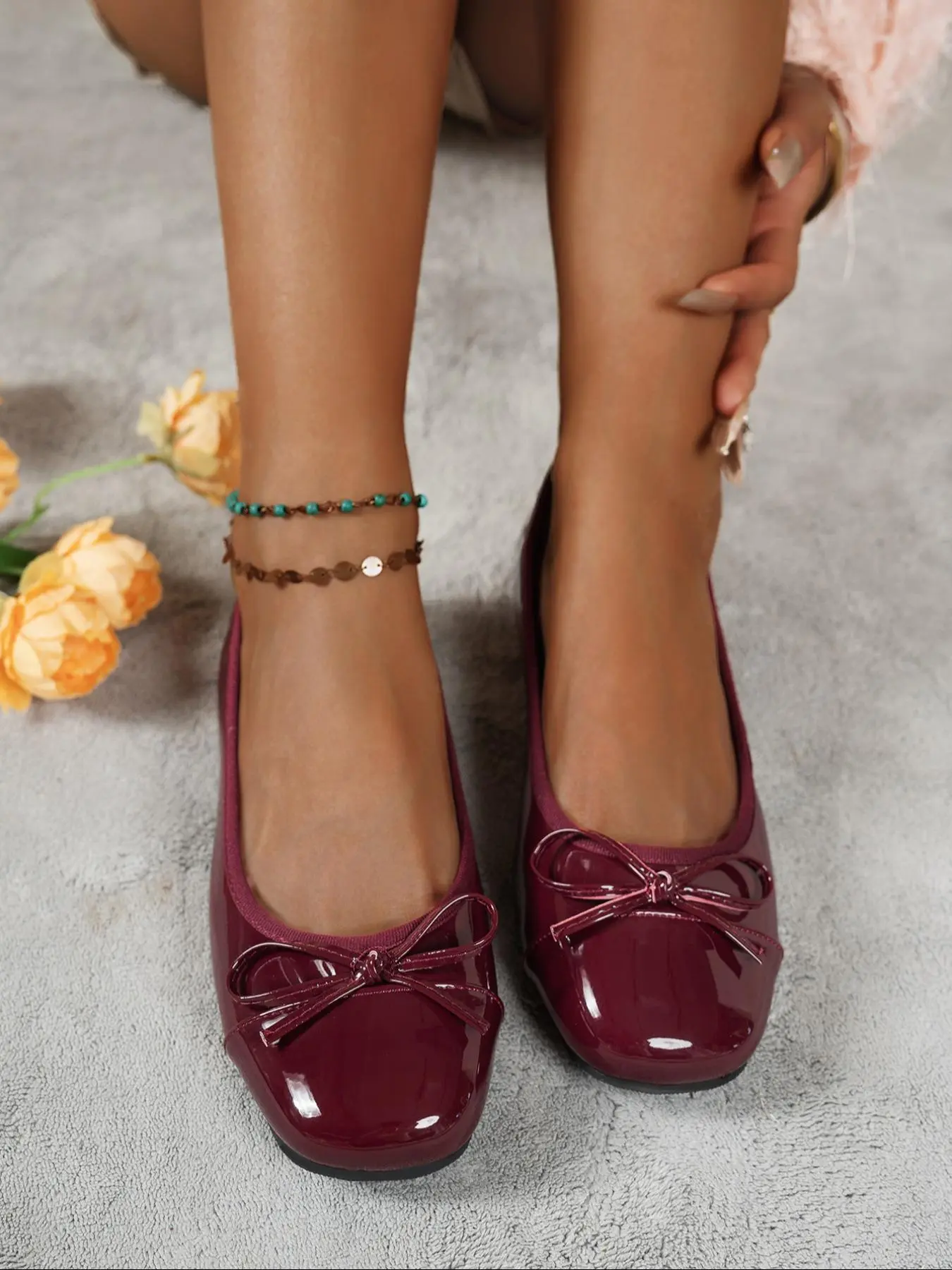Women's Elegant Bowknot Design Mary Jane Flats Shoes, Cute Trendy Flat Round Toe Shoes, Fashionable Shoes for Daily Wear, Girl
