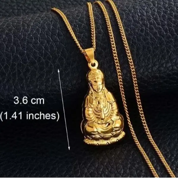 Buddha Charm Necklace / Clear Pendant / Buddhist / Jewelry / Guanyin /  Amulet