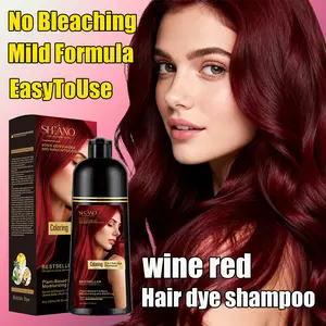 3-in-1 Herbal Liquid Hair Dye Shampoo - Ready-to-Use, Long-Lasting Semi-Permanent Hair Coloring with Ginseng Extract for Gray Coverage, Black, Wine Red, Golden Brown, Chestnut Semi-Permanent Color