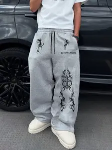 Men's Multi-Color Casual Sweatpants, Loose Fit, Gothic Print, Drawstring Waist, Comfortable Street Style, Casual Comfy Sporty, Ideal for Daily Wear, Sports, Parties, Soft Comfy Sweatpants