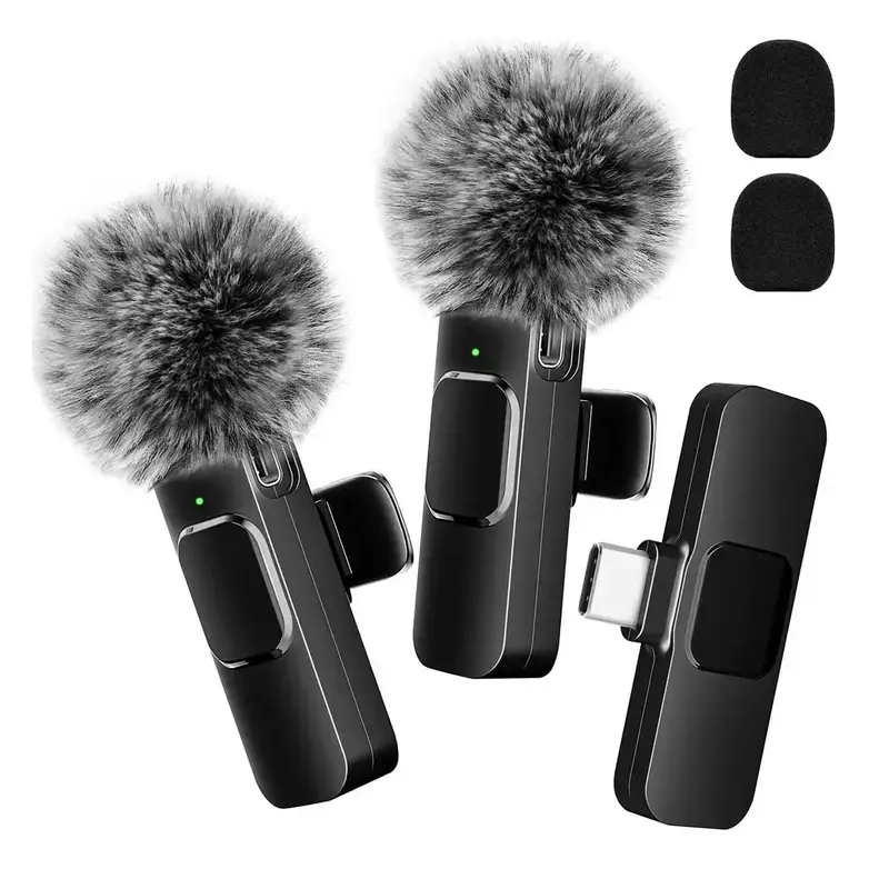 2-Mic Voice Blend Wireless Lavalier Microphone for Smartphone, Mobile Phone - Plug-Play Bluetooth Mic for iPhone 15, USB-C Android, Video Recording, Interview, Auto Sync, Noise Reduction Audio (Father's Day Gift)