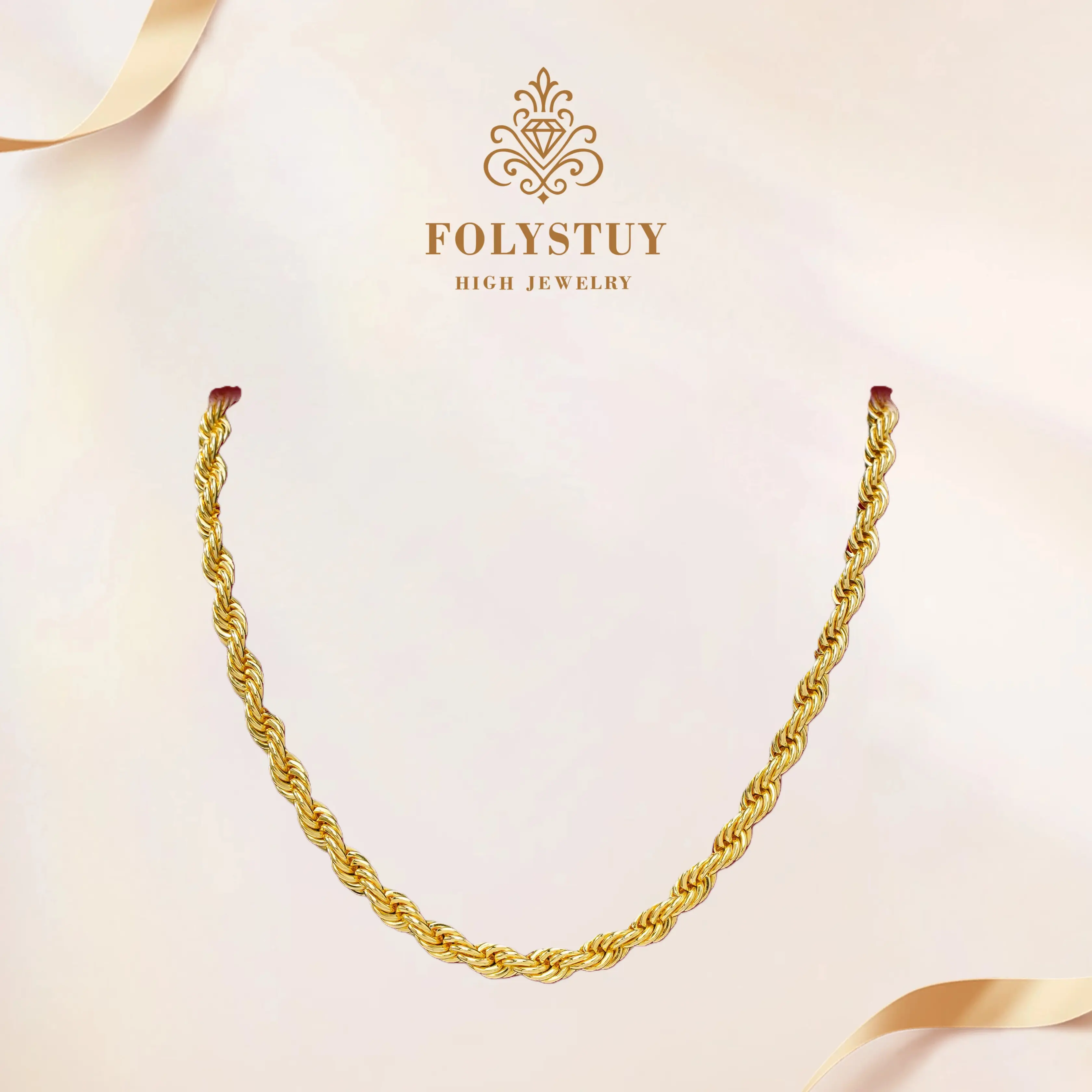 [8mm by 27inches Rope Necklaces]FOLYSTUY (Y0005M) Rope Chain Link Necklace 8mm Diameter for Men & Women with Classic M-Clasp Closure
