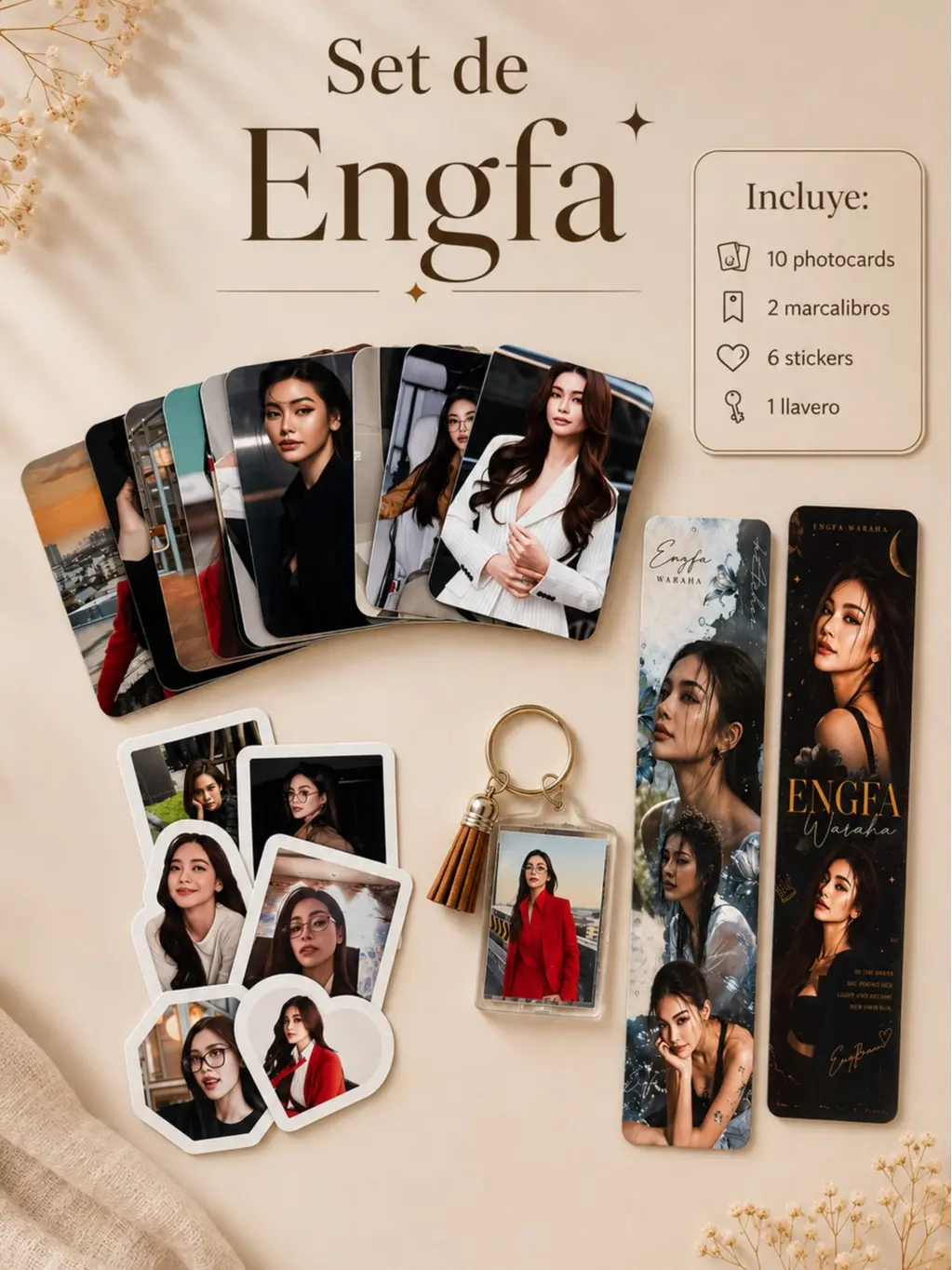 Engfa Arte GL Collectible Bundle - 10 Photocards, 6 Stickers, Bookmarks, Keychains for Girls (Crafts & Lifestyle Merchandise)