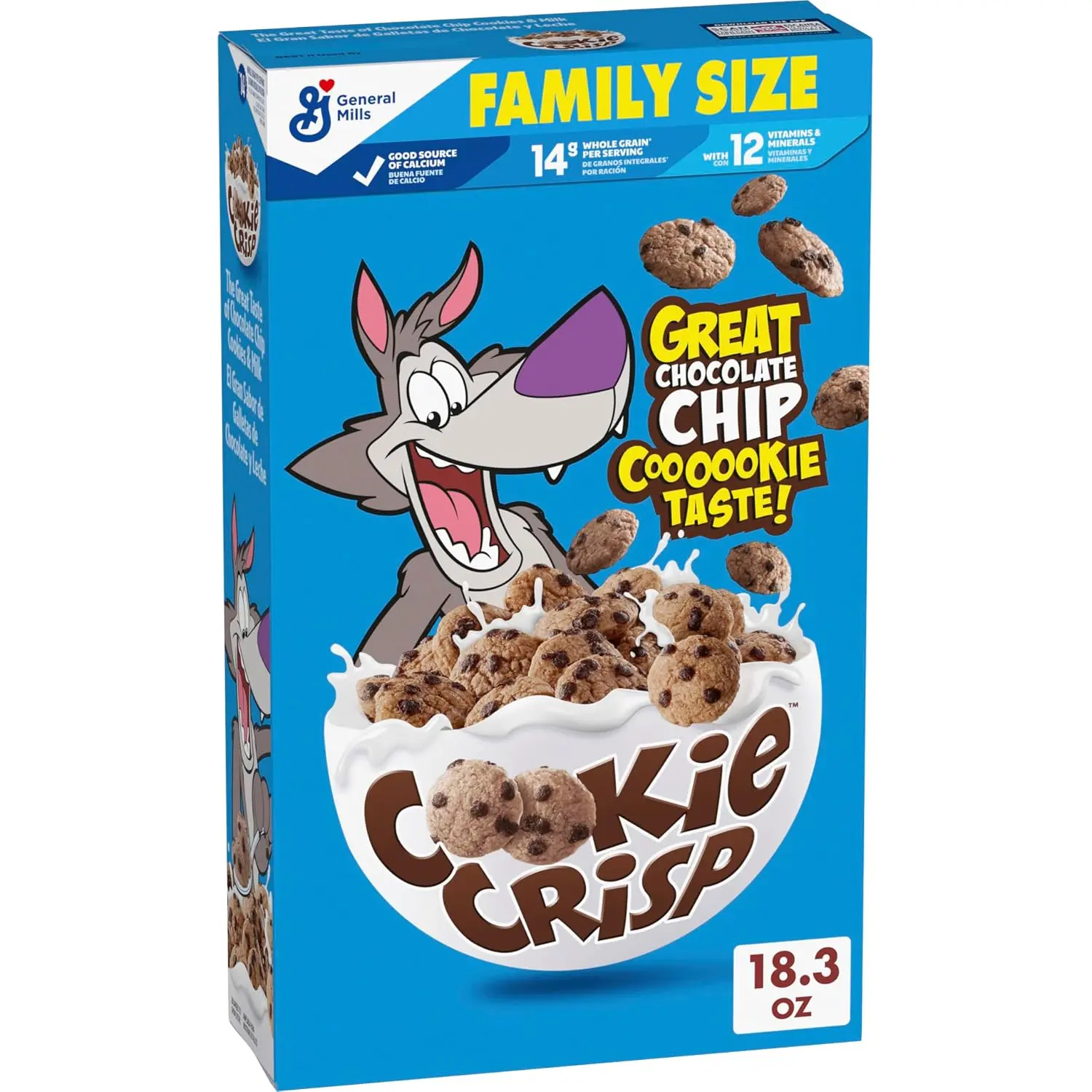 Cookie Crisp Chocolate Chip Cookie Breakfast Cereal, Family Size, 18.3 oz