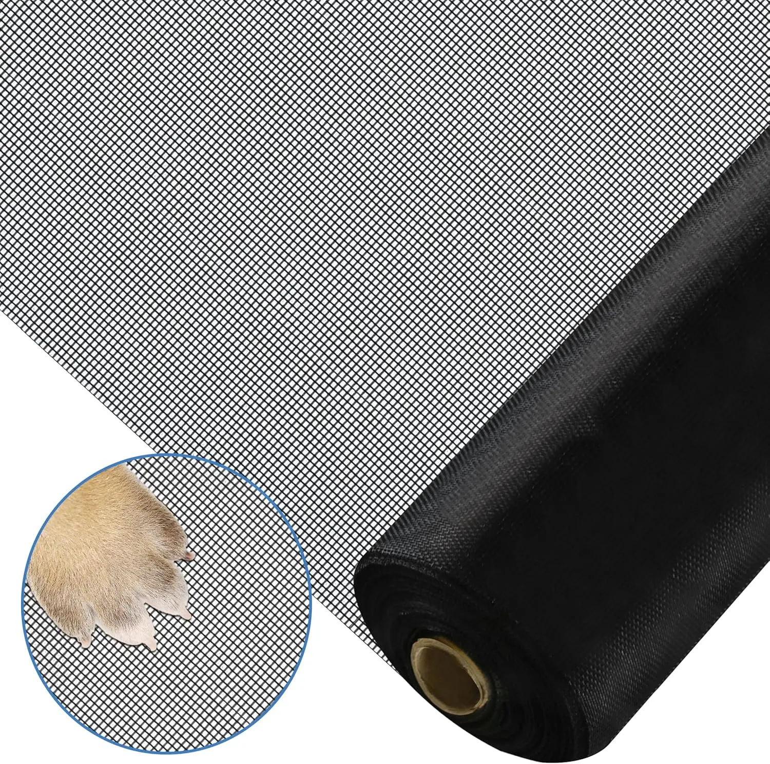 Fiberglass Window Screen Roll (45in x 98ft) - Wrinkle-Resist Mesh, Self-Installation DIY Replacement, Cut & Fit to Any Shape, Pet-Proof for Patio Enclosure, Outdoors Pool House & Mesh Screen Doors