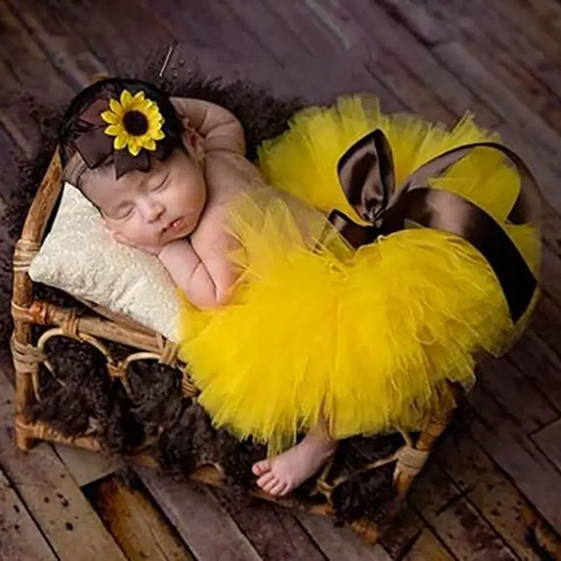 Baby Photography Props Boy Girl Photo Shoot Outfits Newborn Lovely Costume Tutu Dress Flower Headband
