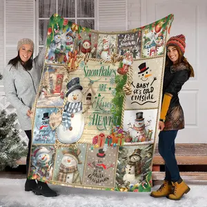 Cozy Snowman Christmas Figure Print Blanket - Cozy Chic, Tear-Resistant Polyester, 3D Printed, Decorative Giftable - Multi-Use for Bed, Sofa - Available in Multiple Sizes, Cozy Chic Blanket