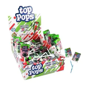 Dorval Top Pops Chewy Taffy Pops Watermelon 48 Counts Fruity Sweet Snack Candy Bonbon Refreshing Watermelon Flavor Individually Wrapped