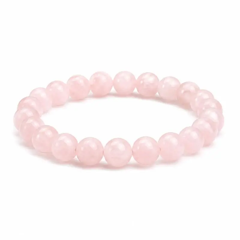 LEESHADE - Rose Quartz Natural Bracelet - Love & Emotional Healing Stone - Promotes Self Love, Compassion & Inner Peace - Heart Chakra Crystal - Ideal for Taurus Libra Pisces Cancer Gift