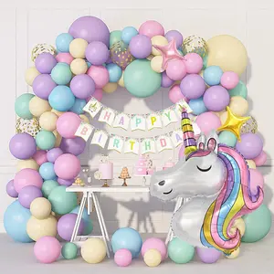 142pcs Unicorn Balloon Set for DIY Party Decoration, Happy Birthday Celebration, Balloon Arch Decoration, Holiday Events, Wedding Decor, Fun Cartoon Latex Balloons
