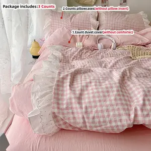Plaid Pattern Bedding Set, Soft Comfortable Bedspread & 1/ Pillowcase without Filler, Bedding Supplies for Home Bedroom Hotel