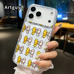 Clear Magnetic Phone Case for iPhone 17 16  Pro Max Plus 15 14 13 12 11 Air E Baseball Bow Symphony  Pattern Acrylic Hard Back Soft Silicone Edge Bumper Sockproof Cover