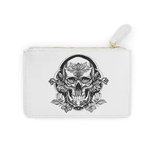 Stippling floral skull Mini Clutch Bag