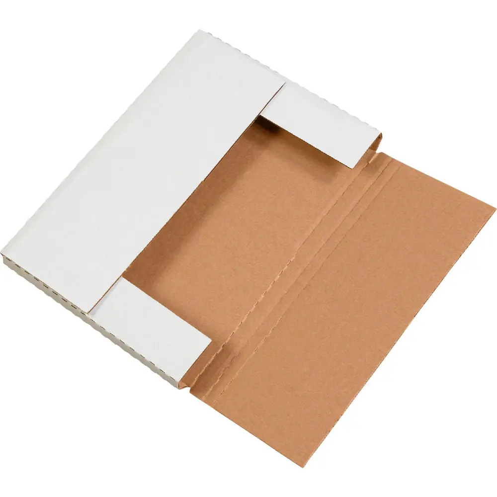 Global Industrial B40384 Flexible Corrugated Easy-Fold Cardboard Mailers - Fold-in Sides, Corrugated Cardboard Envelopes & Postal Supplies, Package Delivery Box Envelopes for Framed Pictures - 9.625x6.625x1.25 in, White, Pack of 50, Quality Build