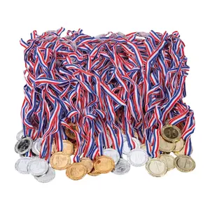 1 1/2" Bulk 72 Pc. 1st, 2nd & 3rd Place Award Medals on 32" Ribbons