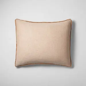King Textured Chambray Cotton Pillow Sham Warm Brown - Casaluna