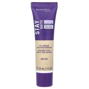 Rimmel London Stay Matte, Full Coverage Mattifying Foundation, 100 Ivory, 1 fl oz (30 ml)