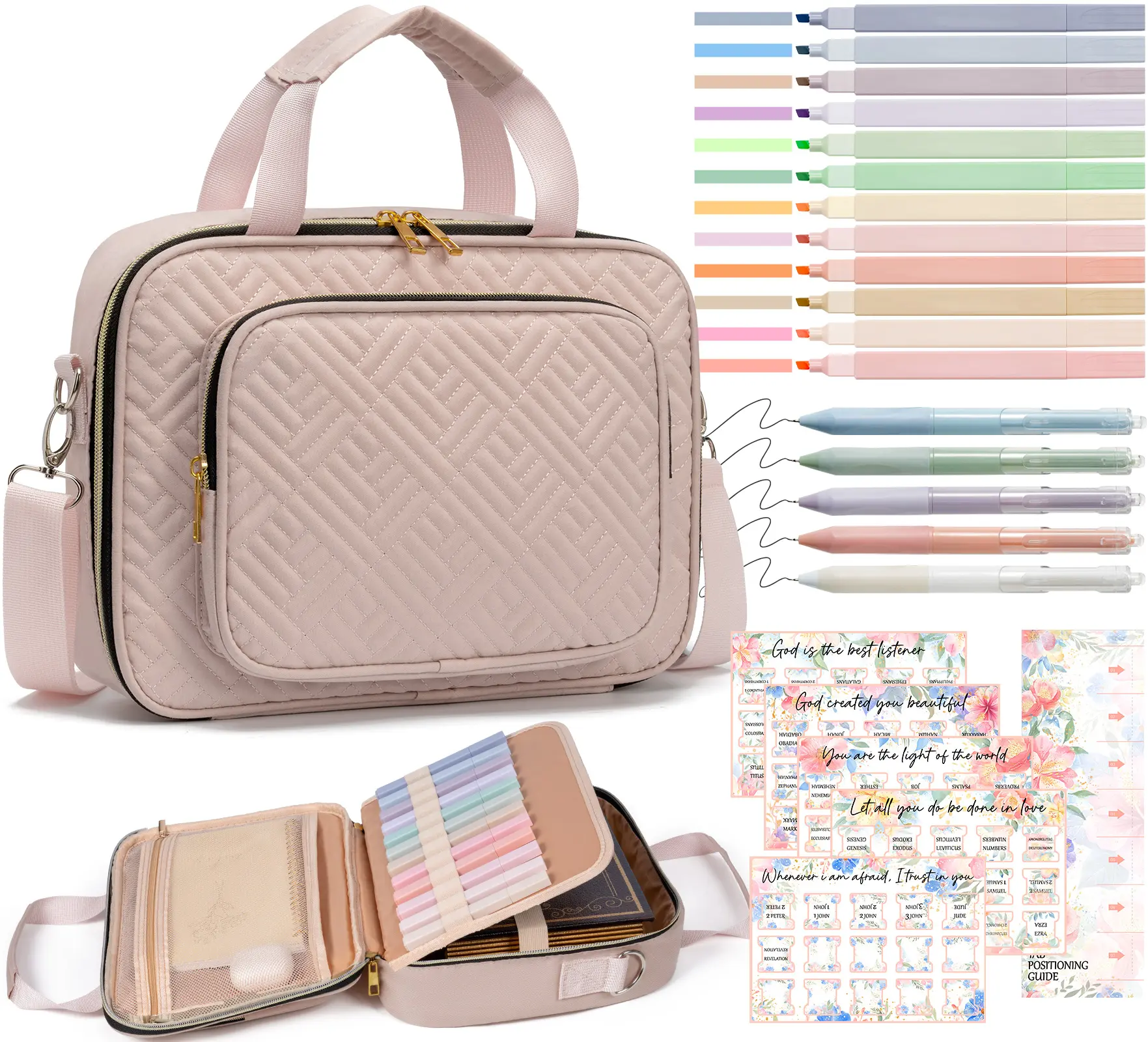 Floe Bible Cover for Women, Large Bible Bag w/ Shoulder Strap, Book Carrying Case with Bible Highlighters & Tabs, Bibles for Women, Bible Study, Bible Journaling & Bible Decorating,   Easter   Christian Gifts