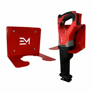 Milwaukee M18 Sawzall Holder - Red Powder Coated Heavy-Duty Steel Mounting Bracket for Garage & Workshop Storage