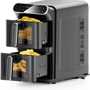 Whall 12QT 2-Basket Air Fryer with DualZone – Independent Cook, 9+4 Cooking Presets, Visible Windows, One-Touch Smart Control, 1560W