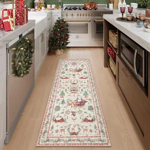 Christmas runner rug, long rug, Christmas decoration rug, Home Decorative Rug, Non-slip Washable Corridor carpet Runner,soft comfortable area rug, Christmas Gift, multifunctional suitable for runner Corridor bathroom, living room bedroom, kitchen, Hallway