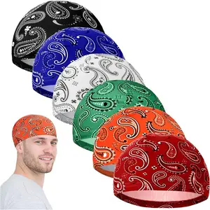 6 Pcs Men Skull Cap Helmet Liner Cooling Sweat Wicking Beanie Head Wrap Bicycle Cycling Running Hat
