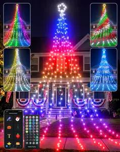 Avatar Controls RGB Outdoor Christmas Waterfall Lights, 11.8ft (23ft-7m Option) 344 LEDs, APP & Remote Control, Timer & Music Features, Garden & Christmas Tree DIY Decorations