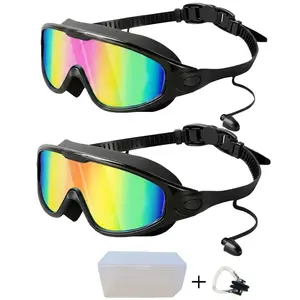 2-Pack Wide-View Outdoor Swimming Goggles Set, Anti-Fog, UV-Protective, Waterproof, Leakproof Pool Essentials for Adults