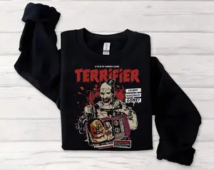Halloween Terrifier Sweatshirt, Horror Movie Character Hoodie, Halloween Sweatshirt, Halloween Summer Shirt, Fall Sweater, Horror Movie Tee