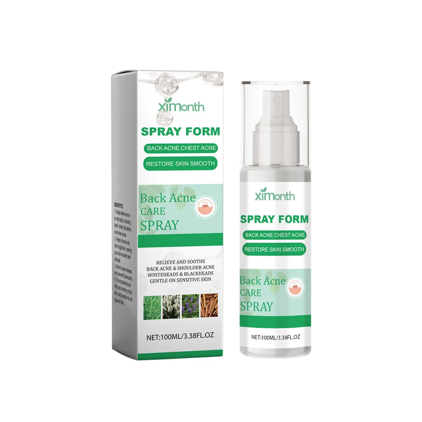 Ximonth Salicylic Acid Body Herbal Spray, Fresh Skin Moisturizing Hydrating Essence Spray