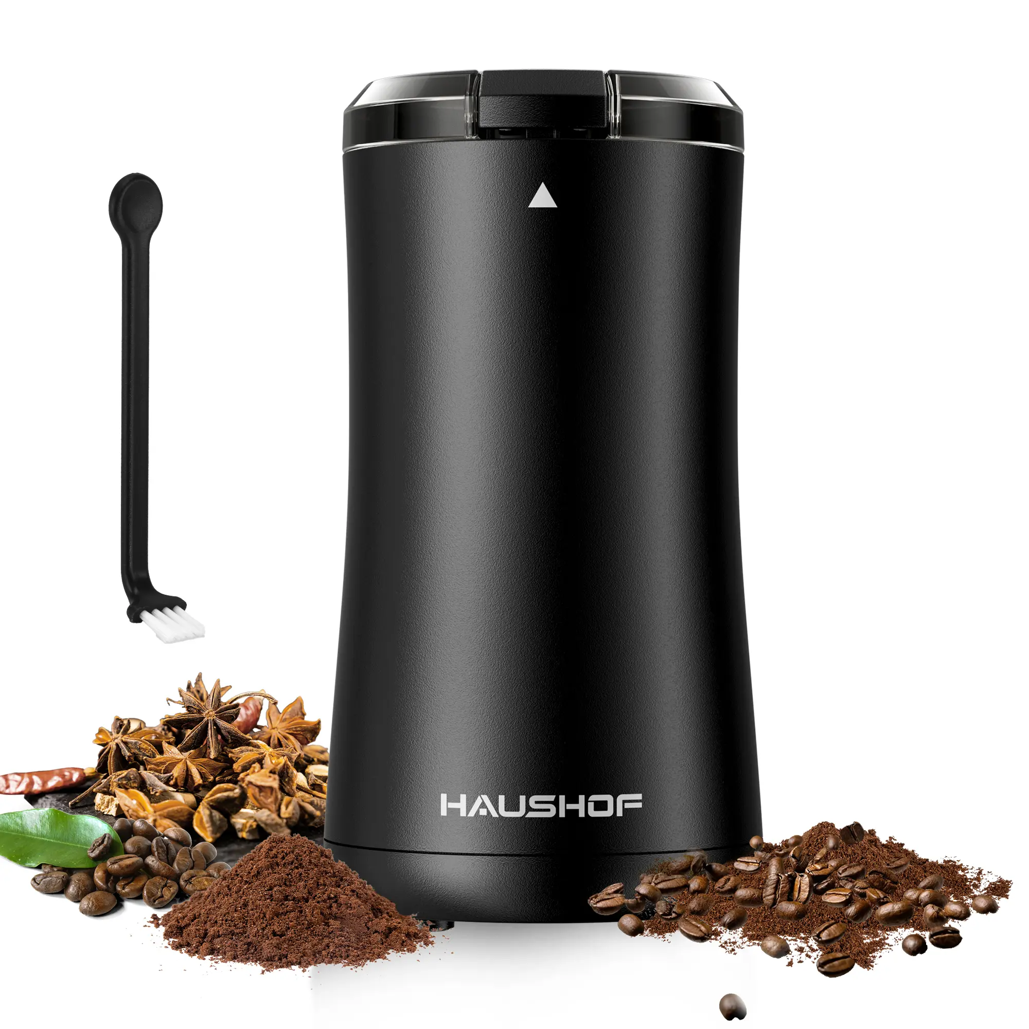 #fathersdaygift HAUSHOF Coffee Grinder Electric, One Touch Coffee Bean Grinder for Beans, Spices, Herbs and Seeds, Compact Design, with Clean Brush Black