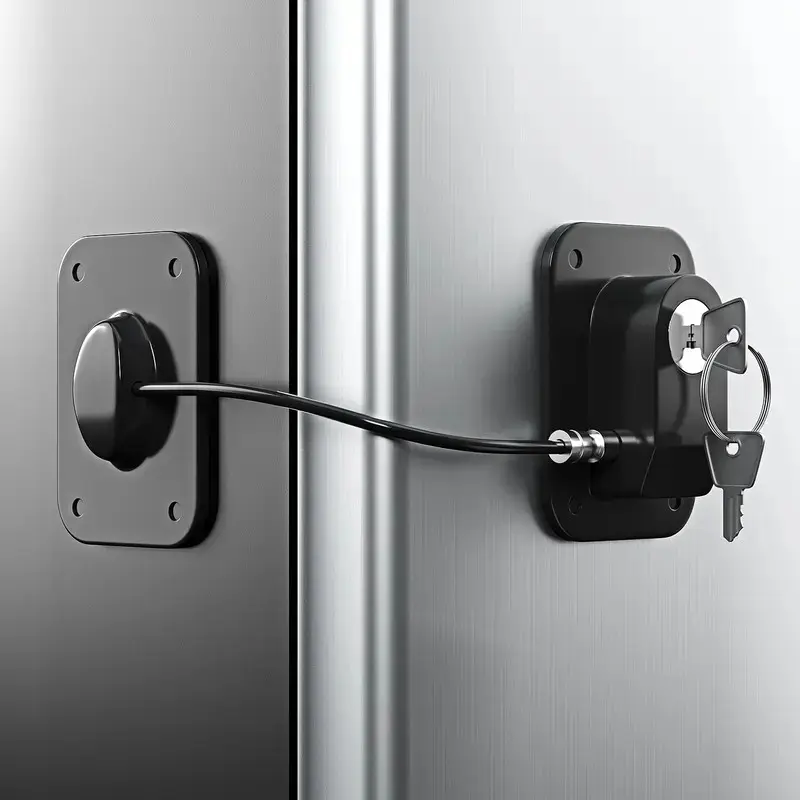 Childproof Refrigerator Lock Set, Various Kitchen Fridge Door Lock with Key, Air Fryer Cabinet Drawer Window Door Security Safety Lock, Reliable Locking Mechanism, Safe Usage
