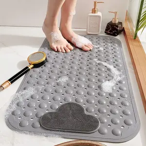 machine washable Non-slip bath tub mat , 1 Count Grey Soft Ball  jacuzzi bathtub Mat with Massage Bubble, Bathroom Floor Mat,  Quick Drying Bathroom Mat, Fashionable Bathroom Decor for Hotel and Home Use, Household Items, bathroom accessories， shower mat