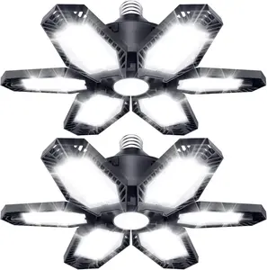 6+1 LED Garage Lights 150W Deformable Ceiling Shop Lights 6500K Adjustable Panels Bulb for Basement E27/E26 Foldable 360° Illumination IP20 Waterproof