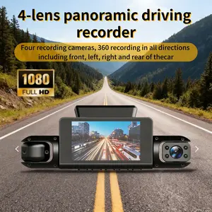 4 Channel Dash Cam 360° View, 1080P Front and Rear Inside, Left Right Dash Camera for Cars, 8 IR Lamps Night Vision, 5G WiFi & APP Control, G-Sensor, Parking Mode