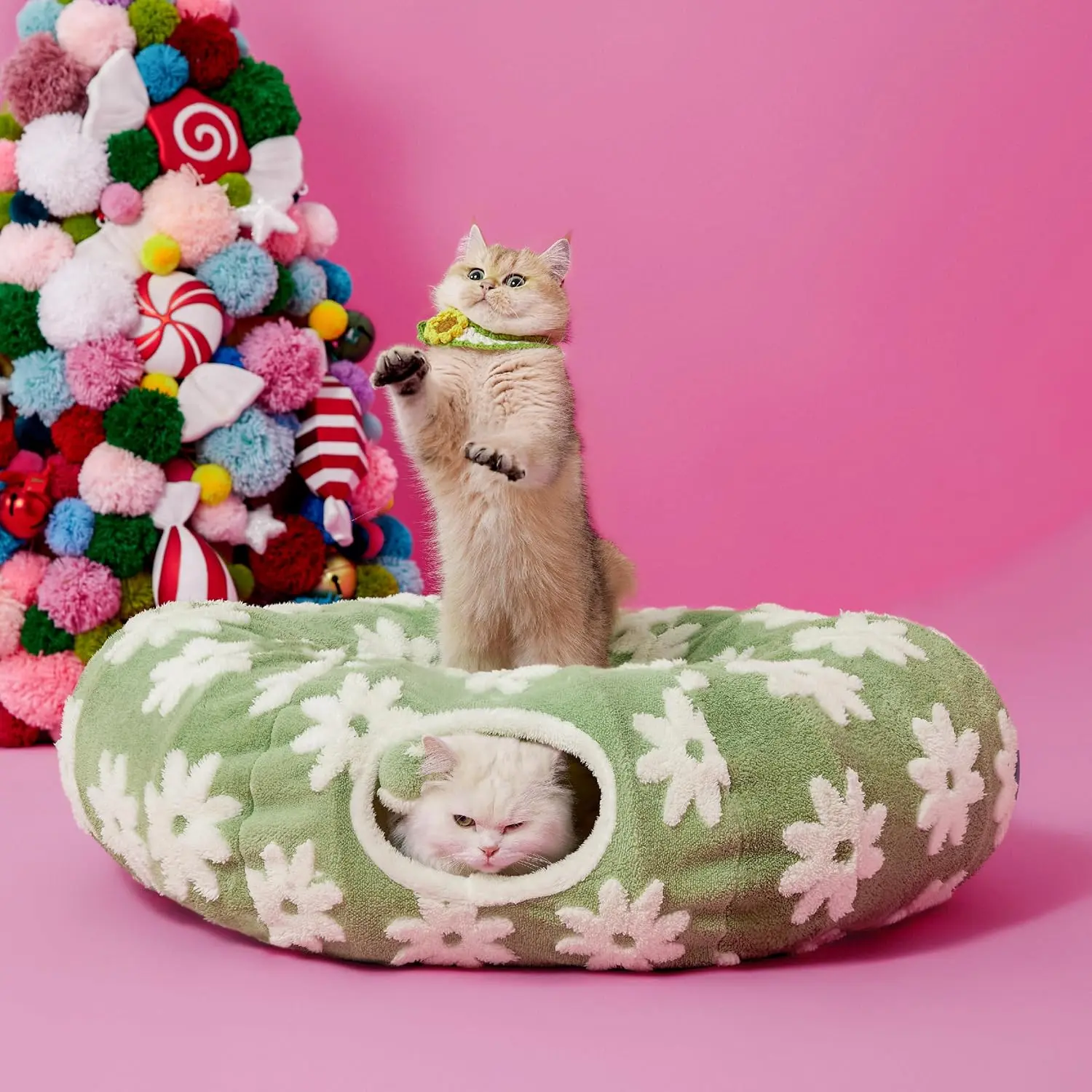 Lesure Tunnel Cat Bed - 2-in-1 Zip-Together Play & Nap Solution, Versatile Multi-Pet Furniture for Cats