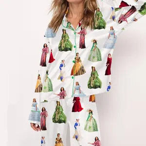 Unwind Studio Women's Satin Pajama Set with Scarlet Pajamas Long Sleeve Comfortable Sleepwear Custom Made Available in Sizes XS to 5XL Breathable 100% Polyester Herringbone Satin