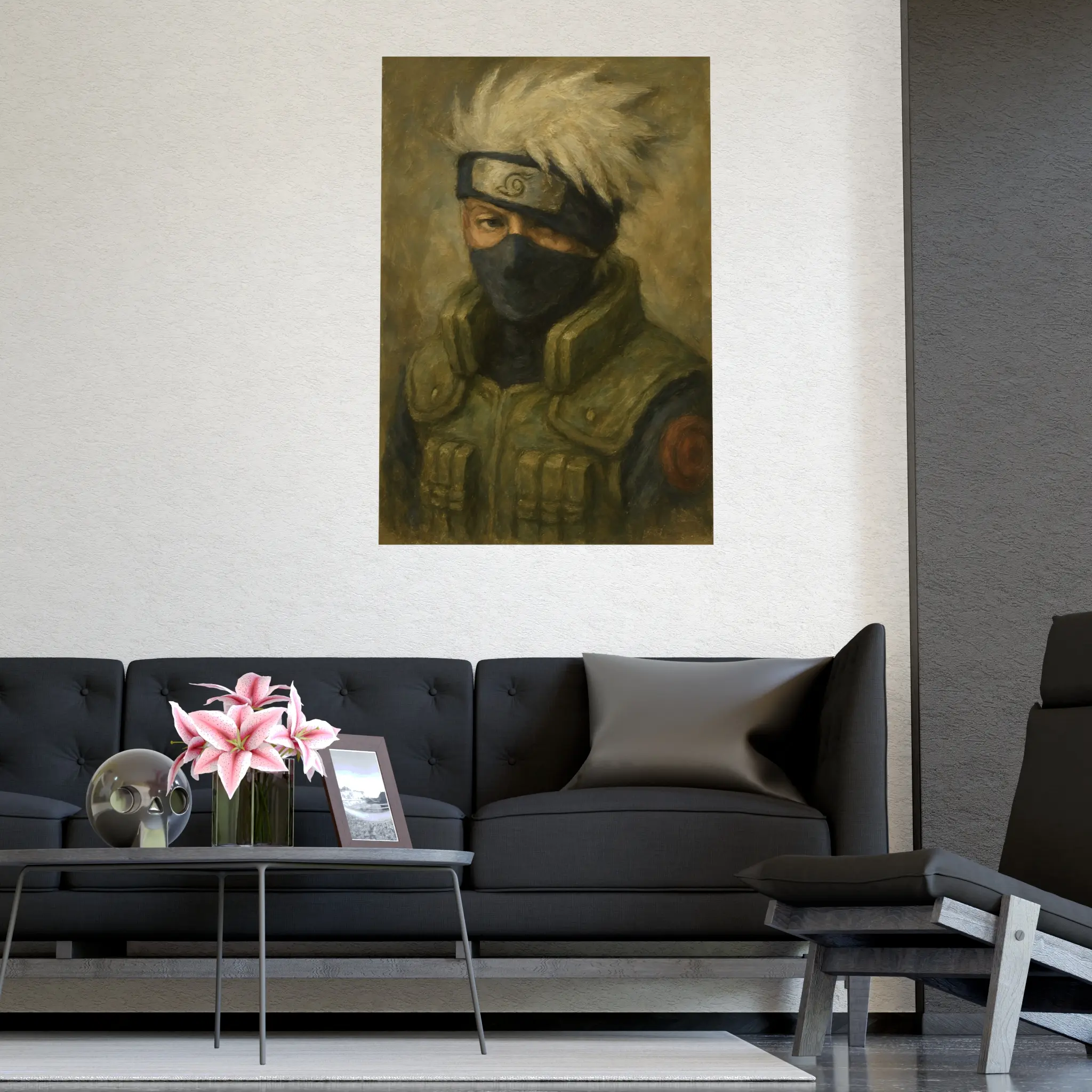Kakashi Hatake Oil Painting Style Poster – Naruto Anime Wall Art