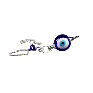 Sephoroton Evil Eye Pendulum – Protection & Divination Multicolor Gemstone Decorated Stainless Steel Charm Rhodium Plated Rhinestone Pendant Jewelry