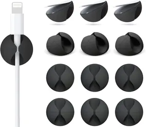 12 Pack Cable Clips Adhesive Cord Organizer Holder for Desk Home Office Car Cubicle Nightstand Black Durable Acrylic Wire Management Clips