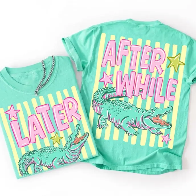 Comfort Colors Later Gator T-Shirt, After While Crocodile Shirt, Trending Stripes Tee, Summer Tee, Respect The Locals Shirt, Girly T-Shirt, Striped Alligator Tee, Cotton Fabric Gift For Women