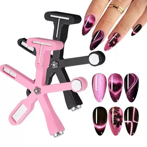 1pc Nail Art Cat Eye Gel Magnet, 6-in-1 Multi-Functional Magnet Pen, Cross-Pattern Strong Magnet for Various Cat Eye Effects, Cylinder Magnet for Gel and Glass Beads, Professional Nail Salon Tool Accessory, Nail Art Tools