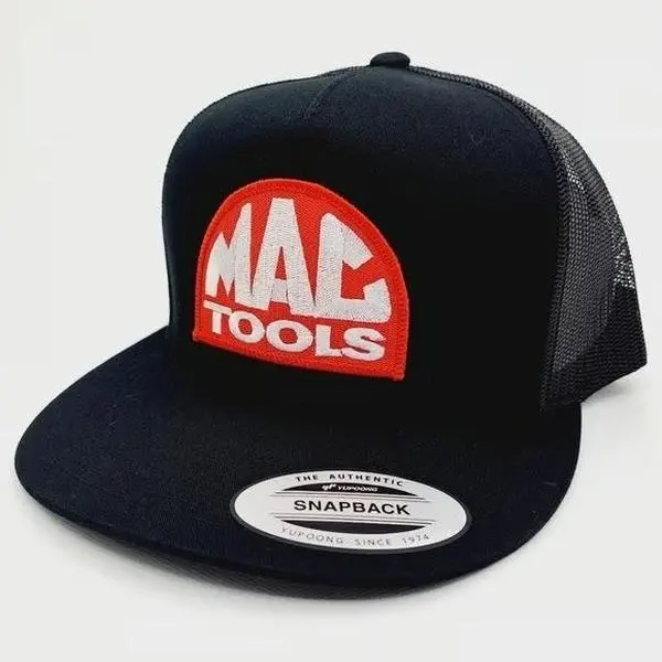 Mechanic Tools Embroidered Trucker Hat, Black Mesh Back Flat Bill Snapback Cap, Garage Workwear Hat, Adjustable Gift for Mechanics, Dad and Men