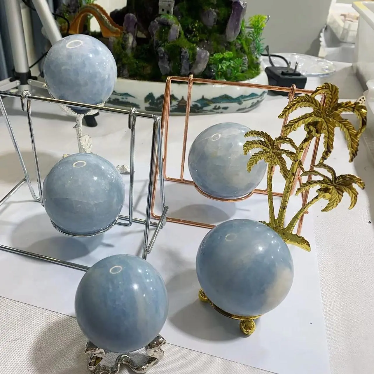 Blue-crystal sphere ball Home Ornament