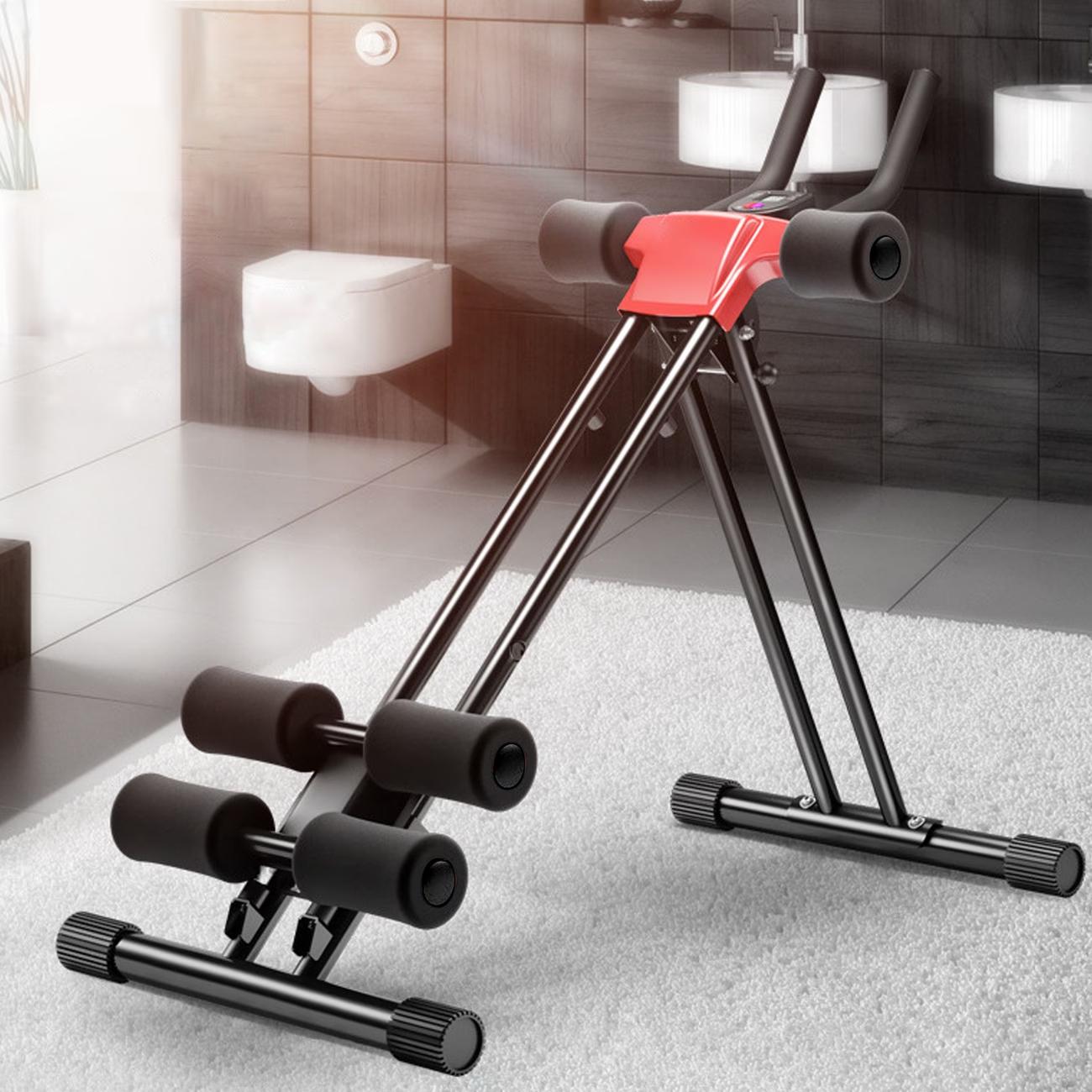Abdominal Trainer, Home Ab Workout Machine, Core & Abdominal Exercise Equipment, Adjustable Full Body Ab Trainer, Height Adjustable Foldable Abdominal Training Machine with Resistance Bands, Dual Rail Ab Shaping Device