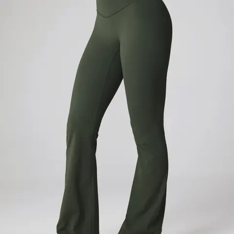 UNISSU Women's High Waisted Seamless Sculpt Leggings - 33.5'' No Front Seam Flare Leg, Tummy-Smoothing, Everyday Activewear Bottoms for Casual Fitness Yoga