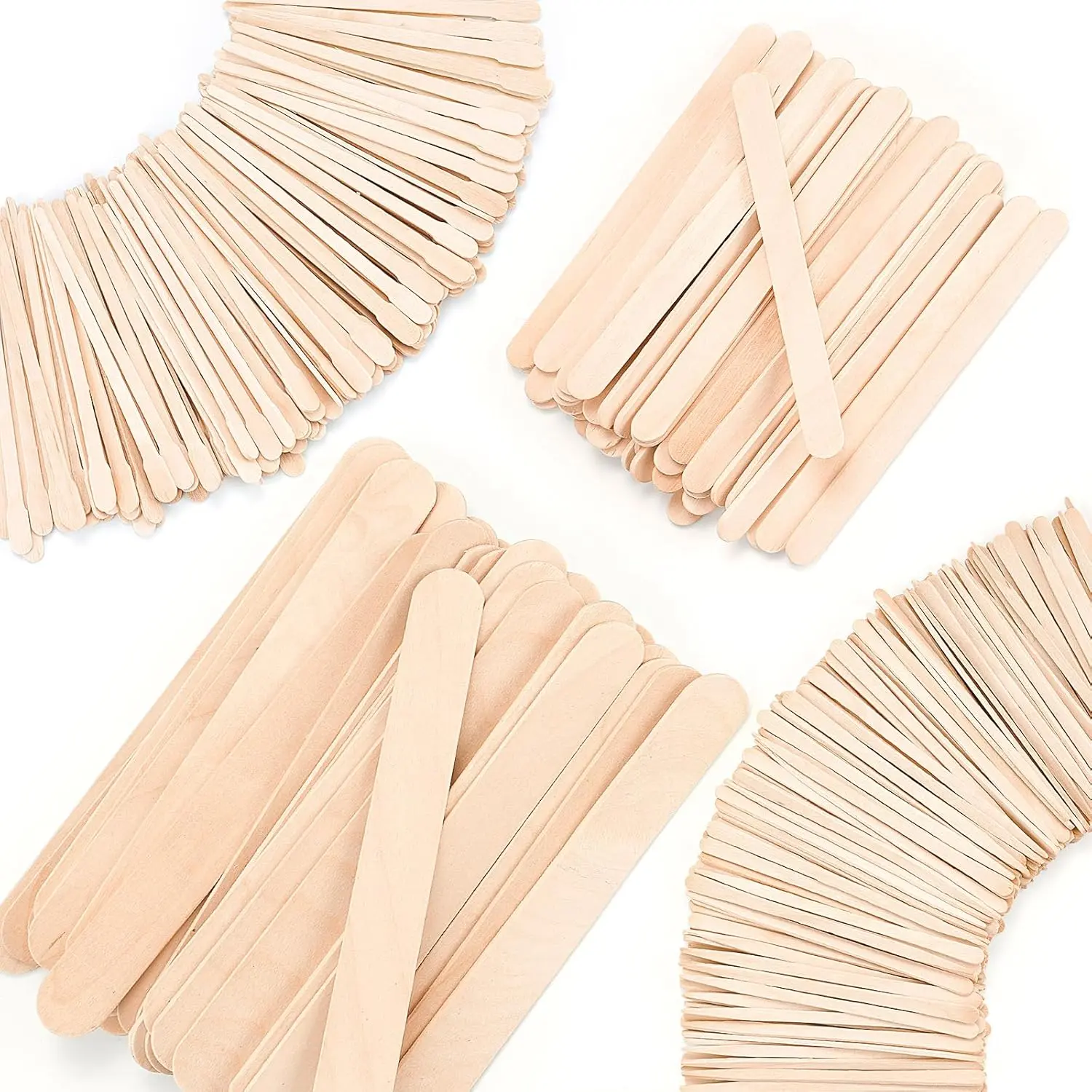 Wooden Wax Applicator Sticks, 500 Pieces, Various Sizes for Body Leg Face Use, Ideal for Waxing or Wood Crafts