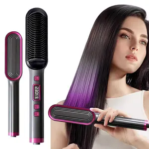 Hair Straightening Brush, Heat Comb Design Hair Straightener with LCD Screen, Fast Heating & Adjustable Temperature Hair Straightening Tool